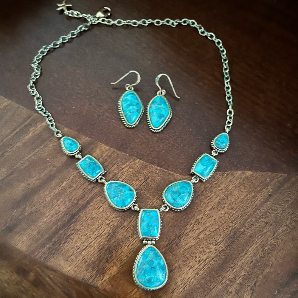 BARSE GENUINE TURQUOISE Y necklace and BARSE matching earrings